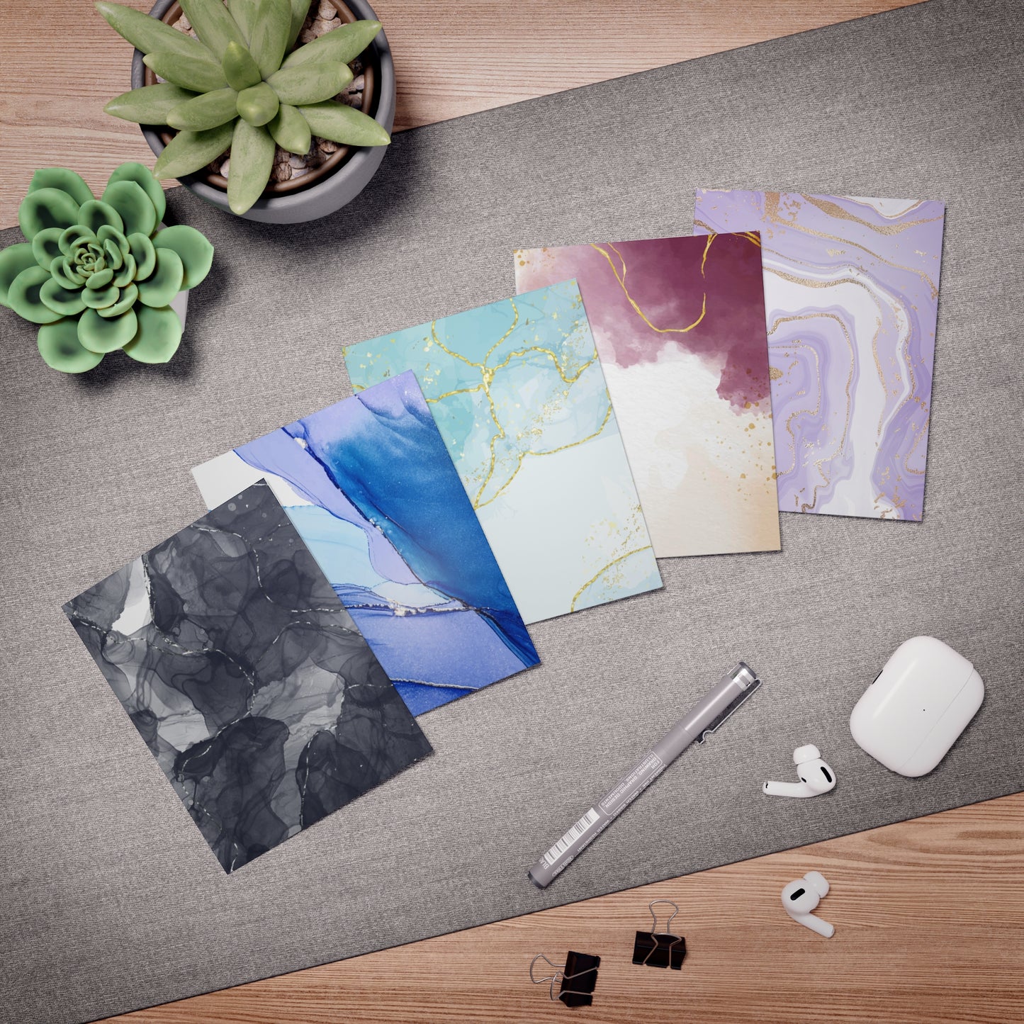Watercolor Notecards - Geode Colors