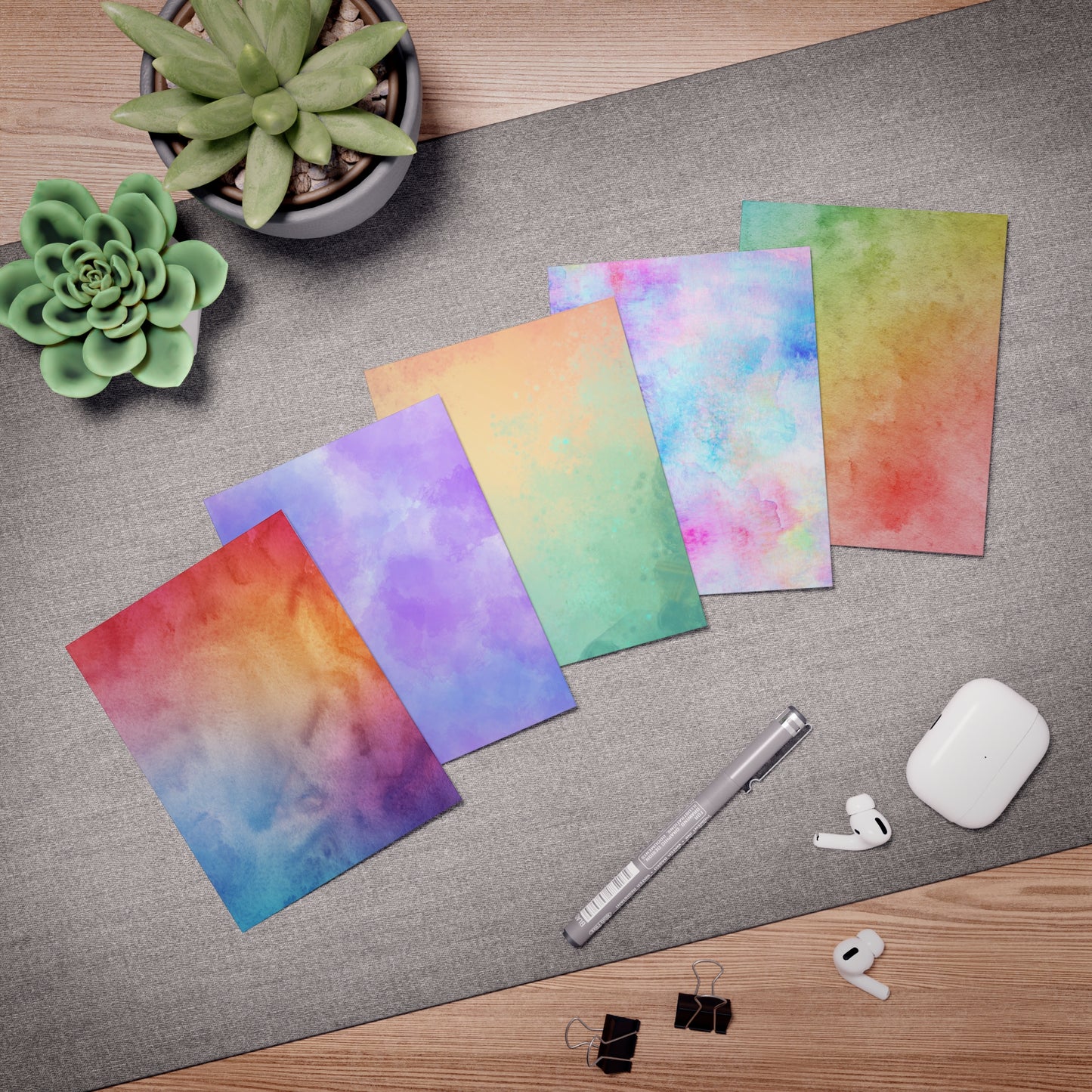 Watercolor Notecards - Vibrant Multi Color