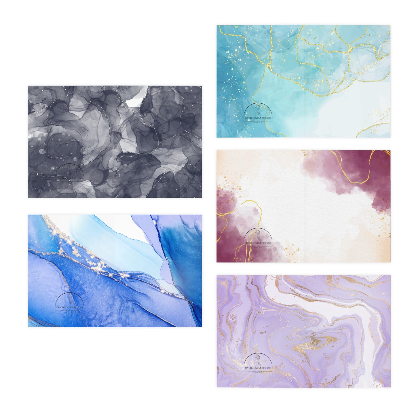 Watercolor Notecards - Geode Colors