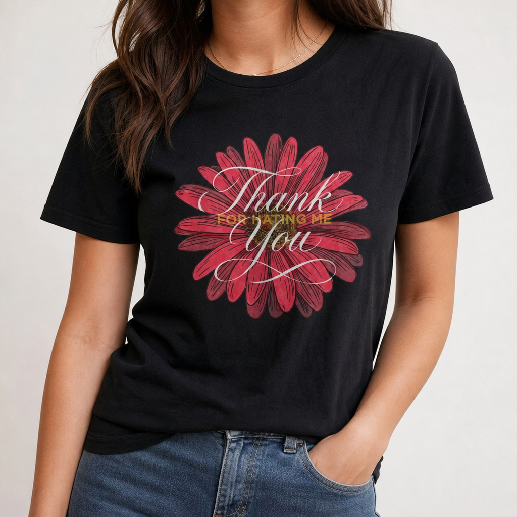 Thank You Floral Tee — Pink Daisy 'Thank You for Hating Me' Shirt