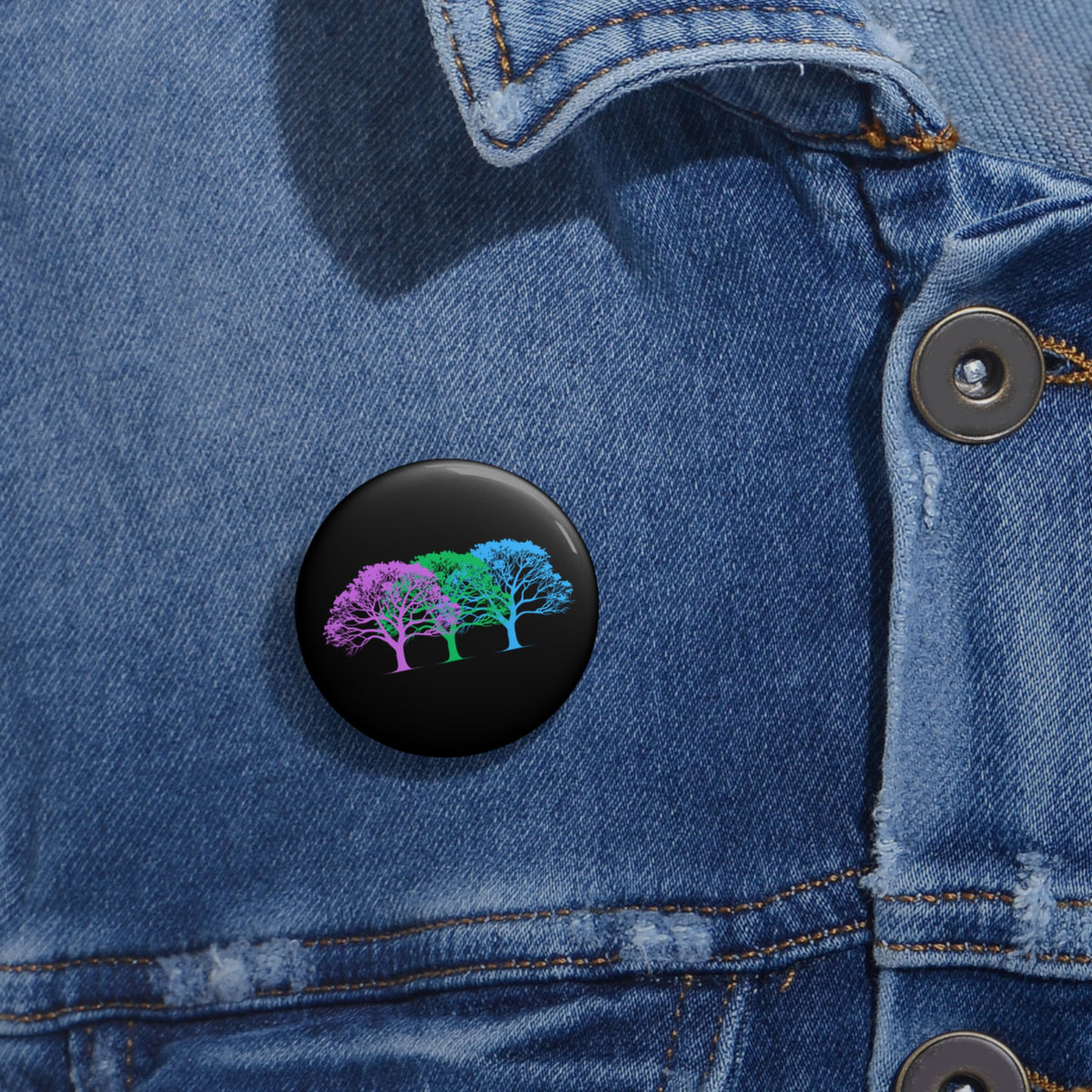 Polysexual Pride Tree Pin Button — Rainbow Tree Trio Lapel Pin