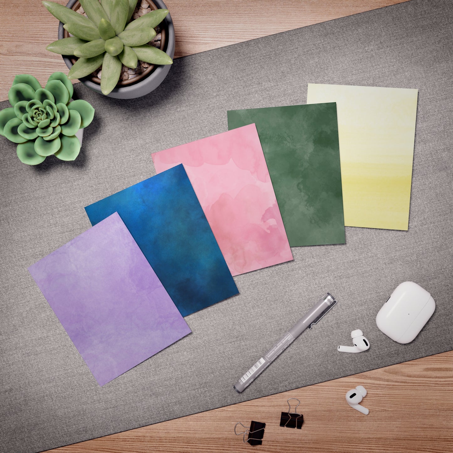 Watercolor Notecards - Vibrant Single Color