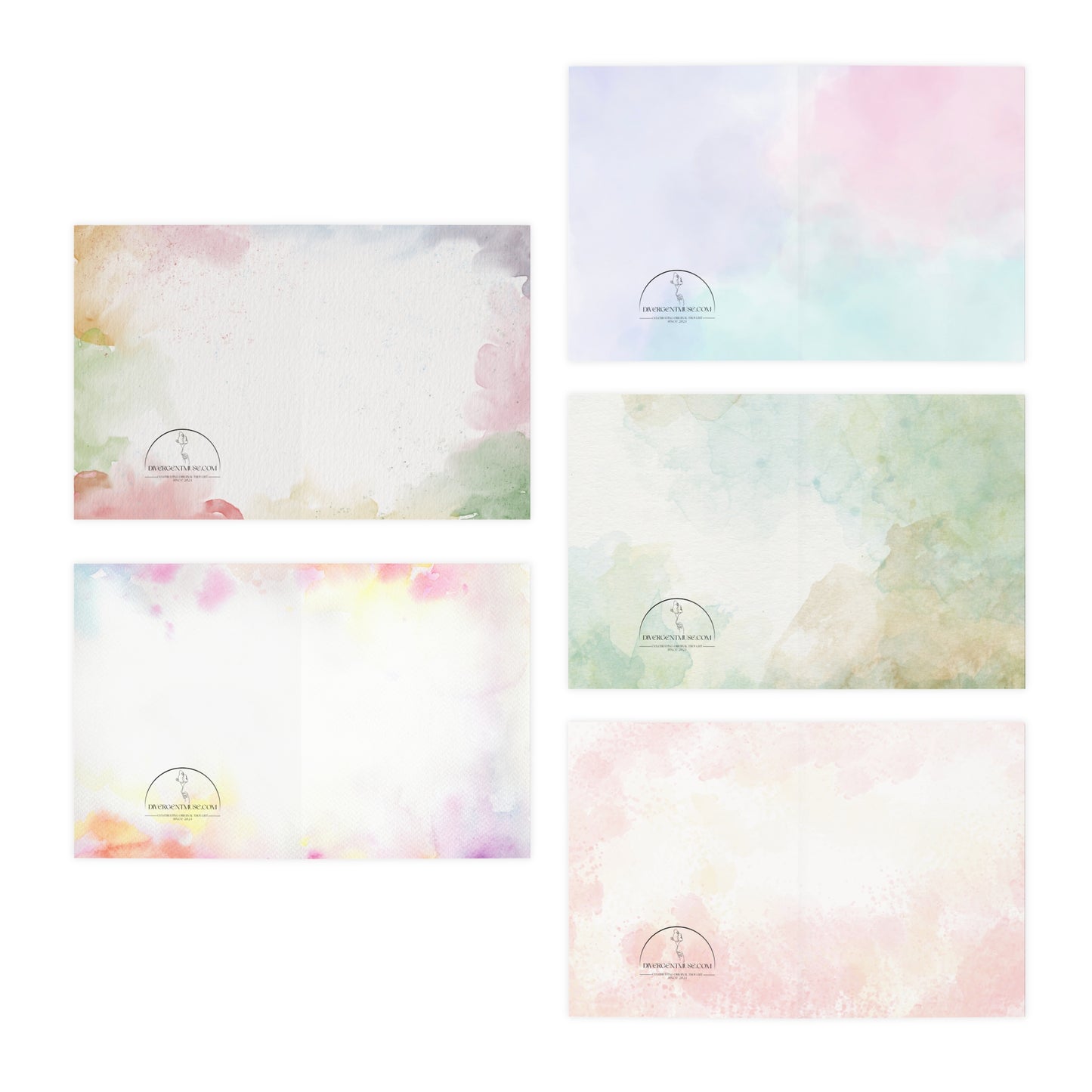 Watercolor Notecard Set - Subdued Colors