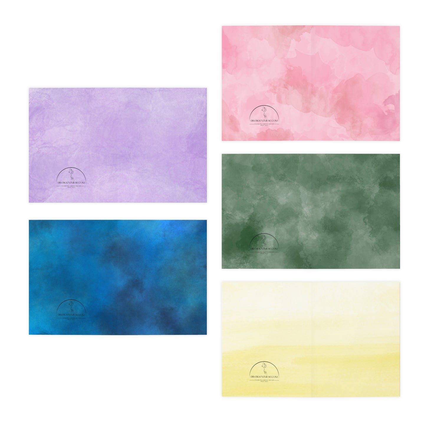 Watercolor Notecards - Vibrant Single Color