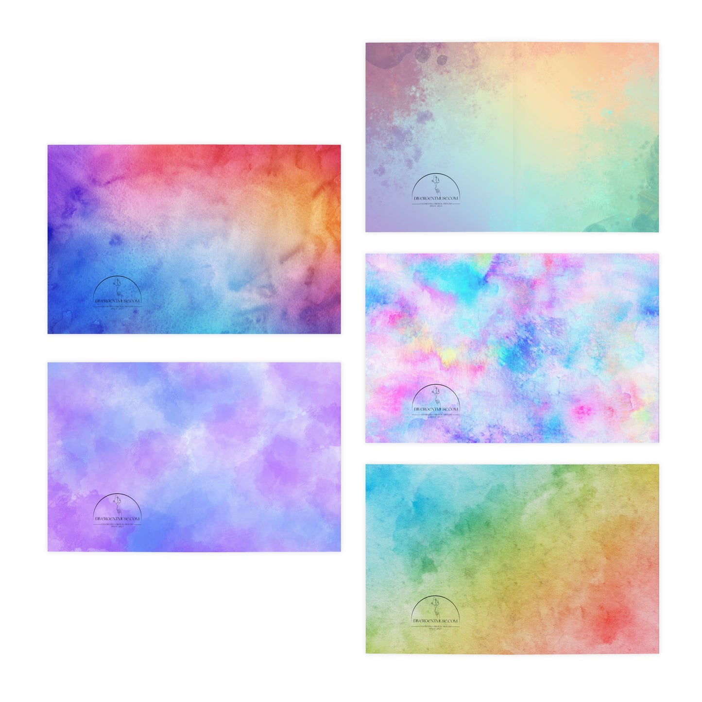 Watercolor Notecards - Vibrant Multi Color