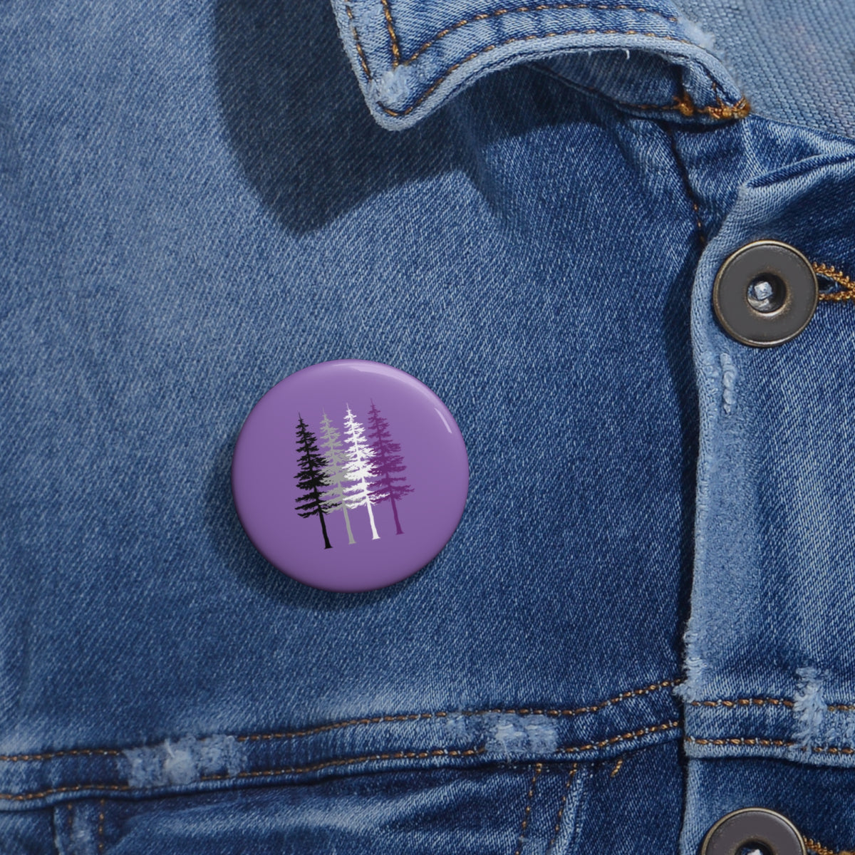 Asexual Pride Pine Tree Pin - Purple Nature Lapel Button
