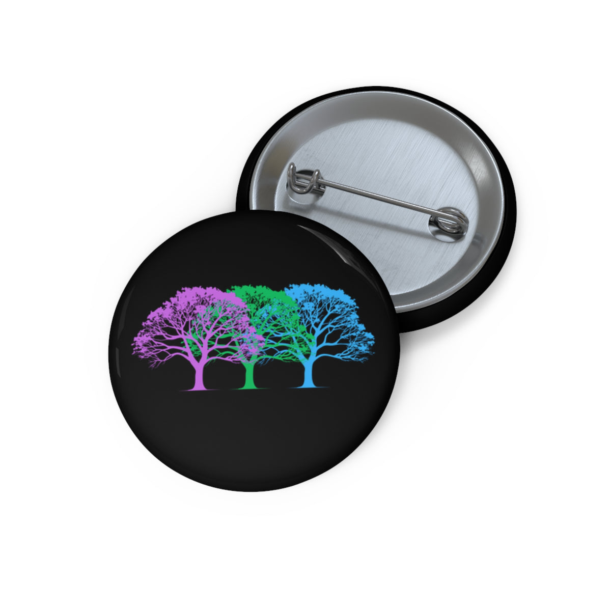 Polysexual Pride Tree Pin Button — Rainbow Tree Trio Lapel Pin