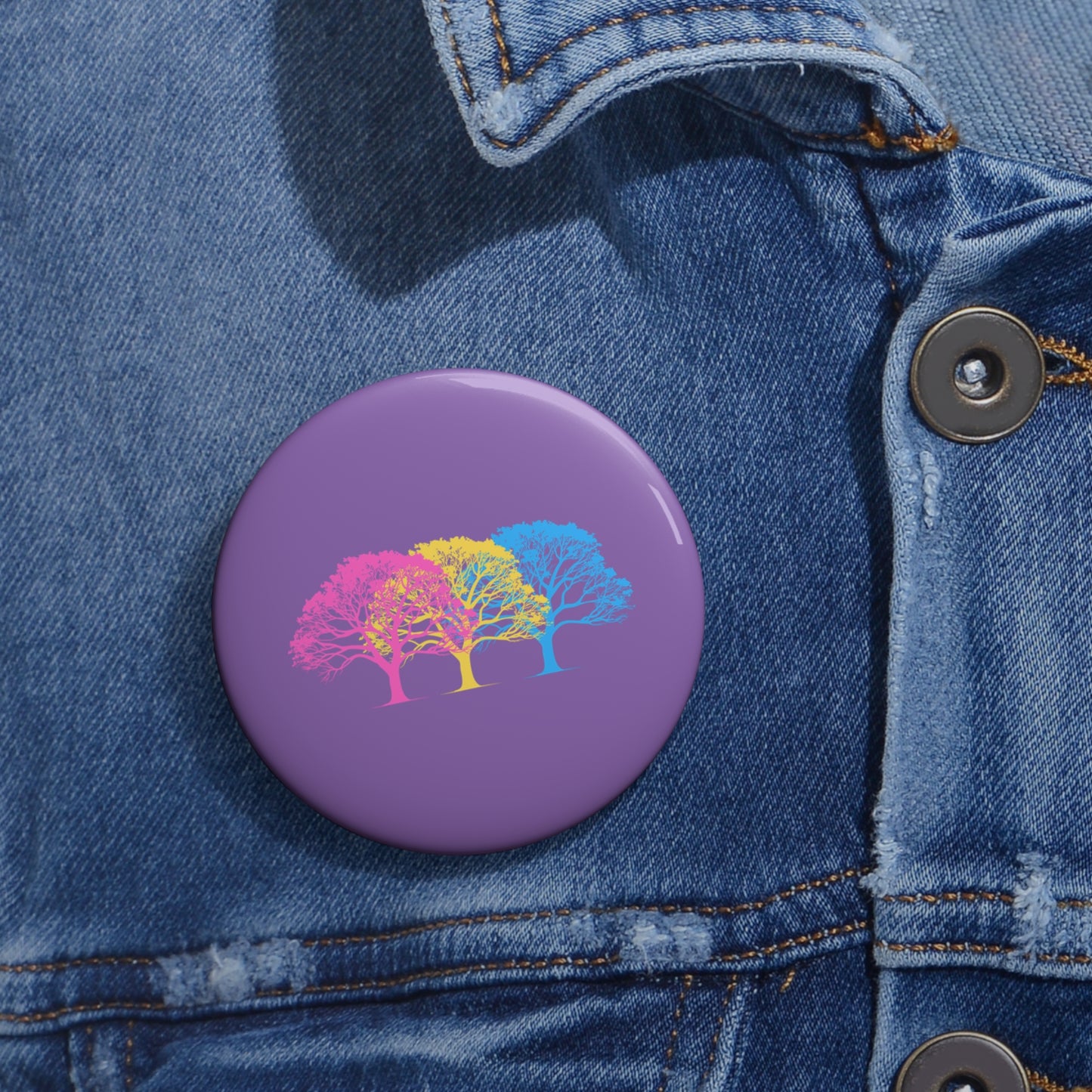 Pansexual Pride Tree Pin Button — Rainbow Trio Lapel Pin for Jackets & Bags
