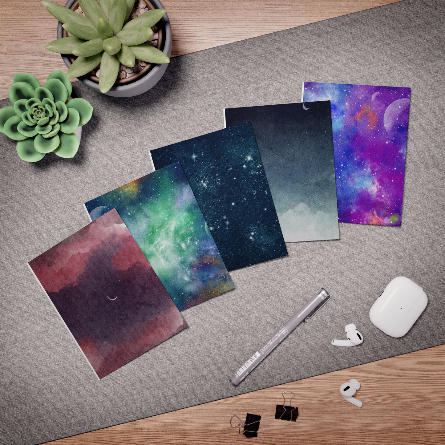 Space, The Final Watercolor Notecards