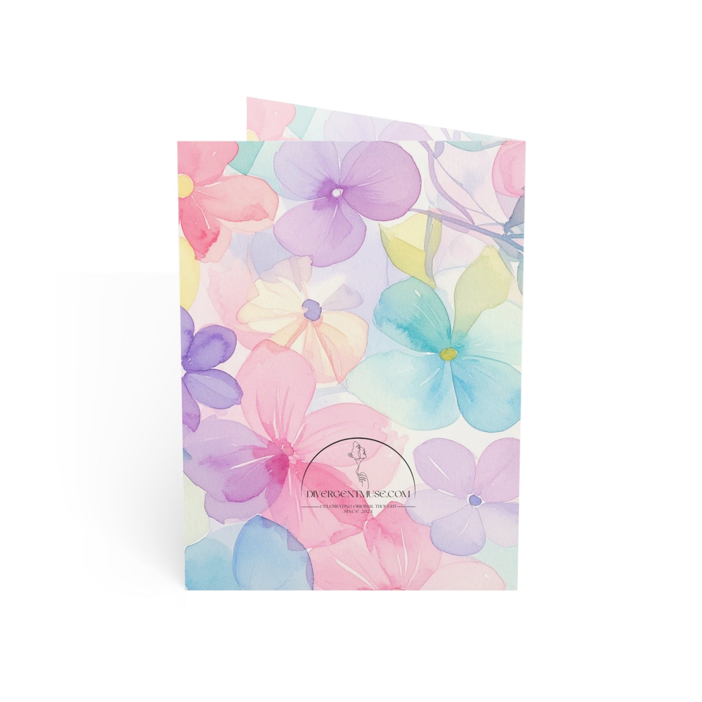 Floral Watercolor Greeting Cards — Pack of 1/10/30/50 (Pastel Flowers, "恩 on" Design)