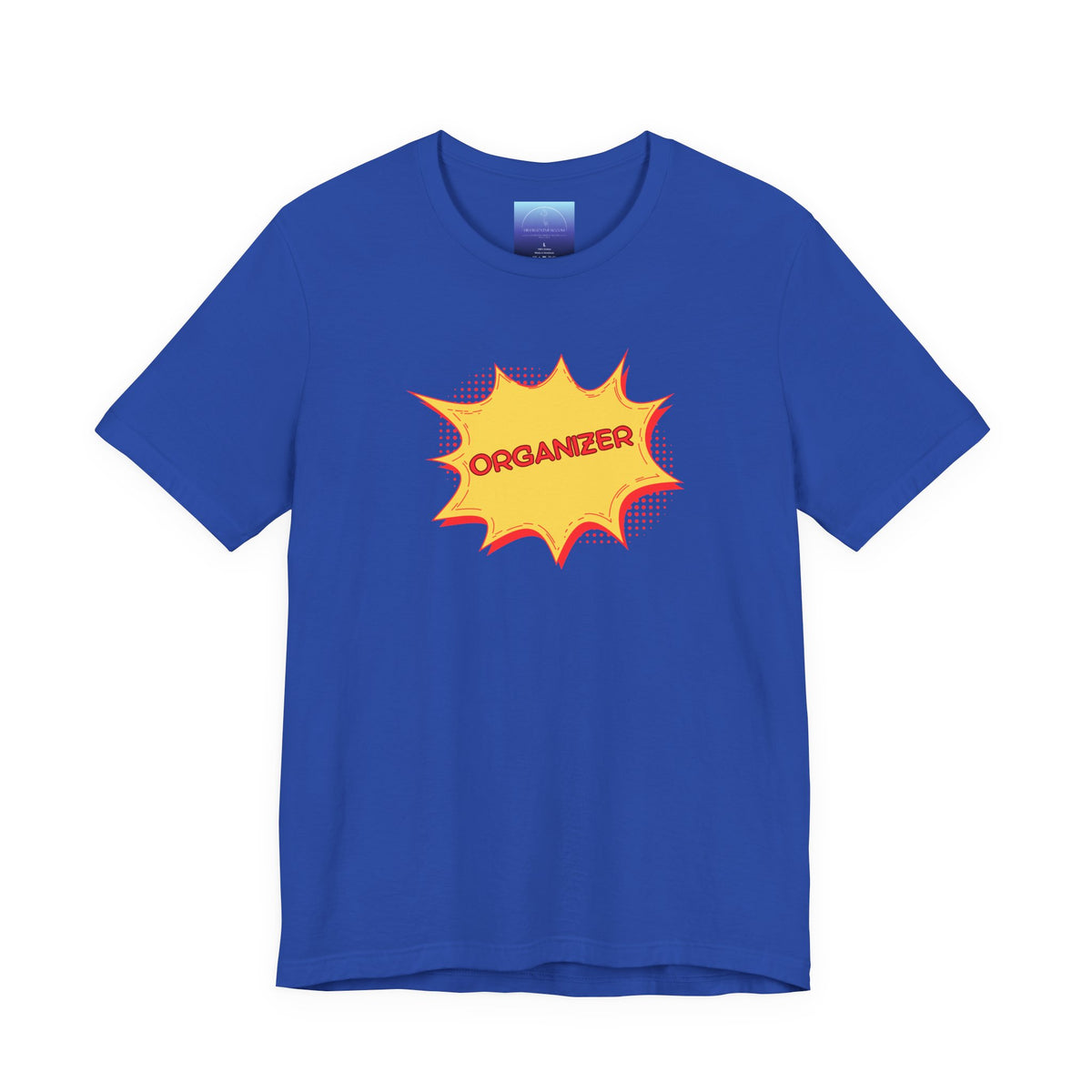 Organizer Graphic Tee — Retro Comic Burst Design