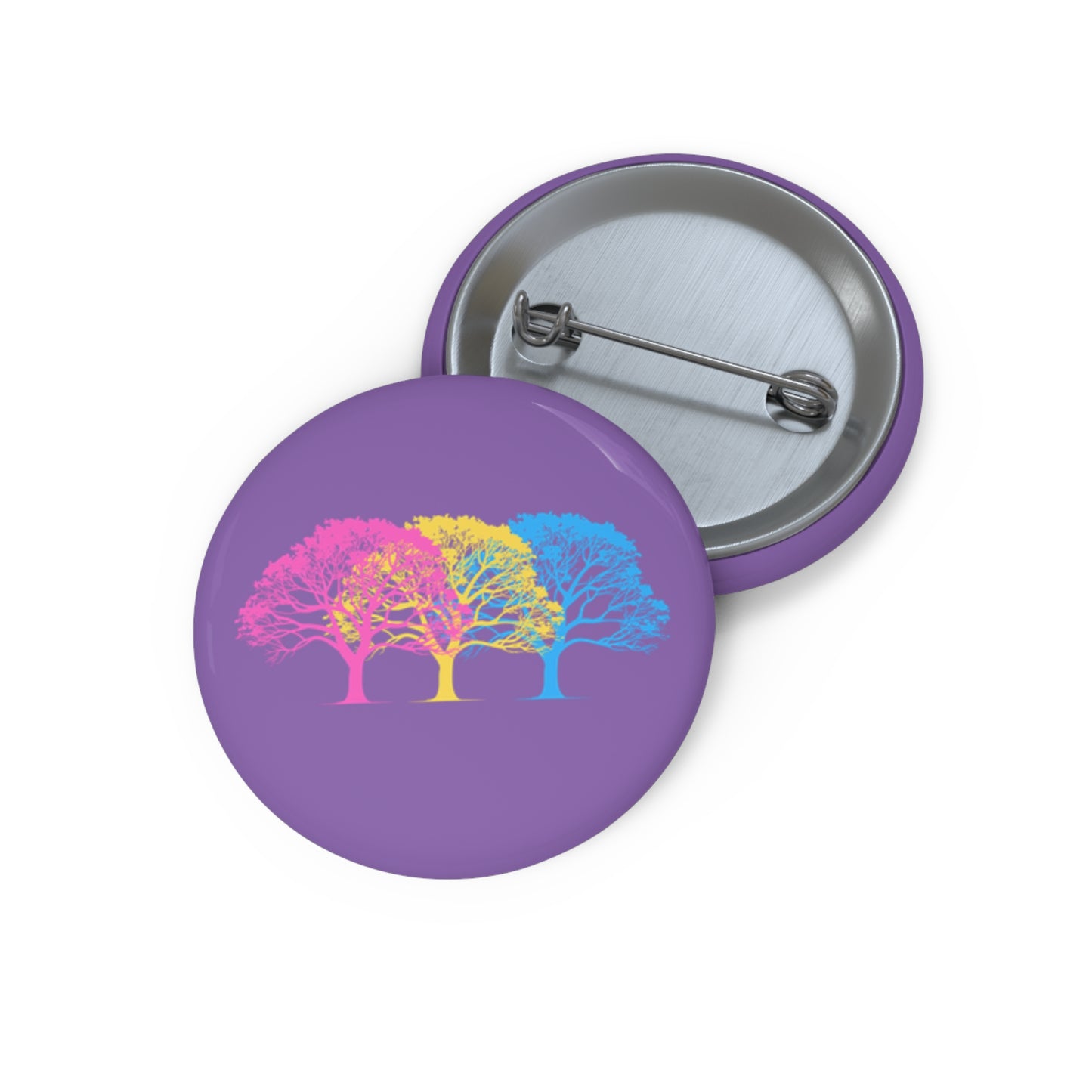 Pansexual Pride Tree Pin Button — Rainbow Trio Lapel Pin for Jackets & Bags