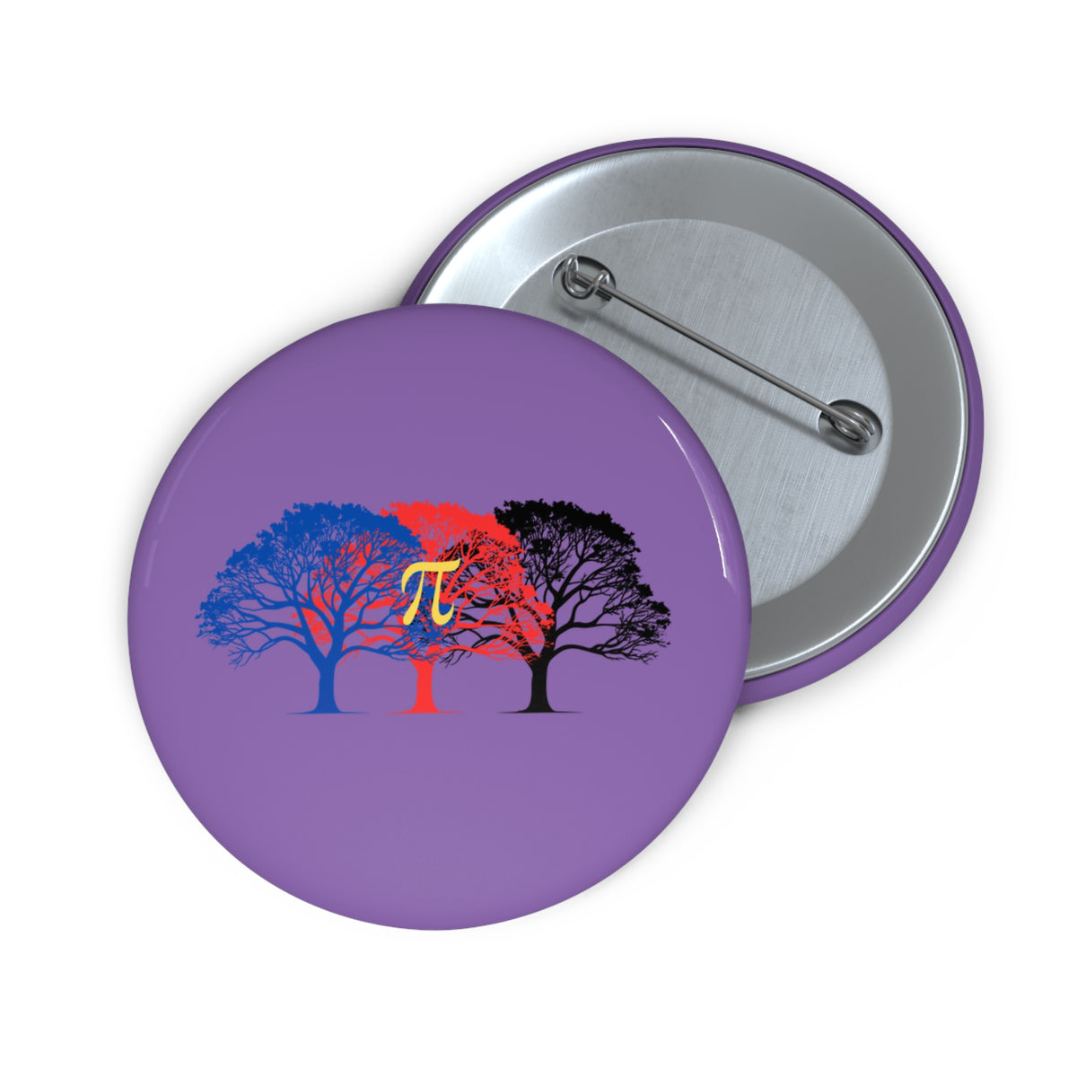 Pi Tree Pin Button — Polyamory Pride Flag Trees Enamel-Style Pin