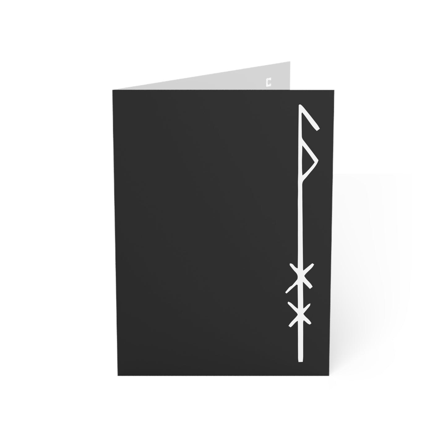 Minimal Black Greeting Card with White Rune Accent — Set of 1/10/30/50