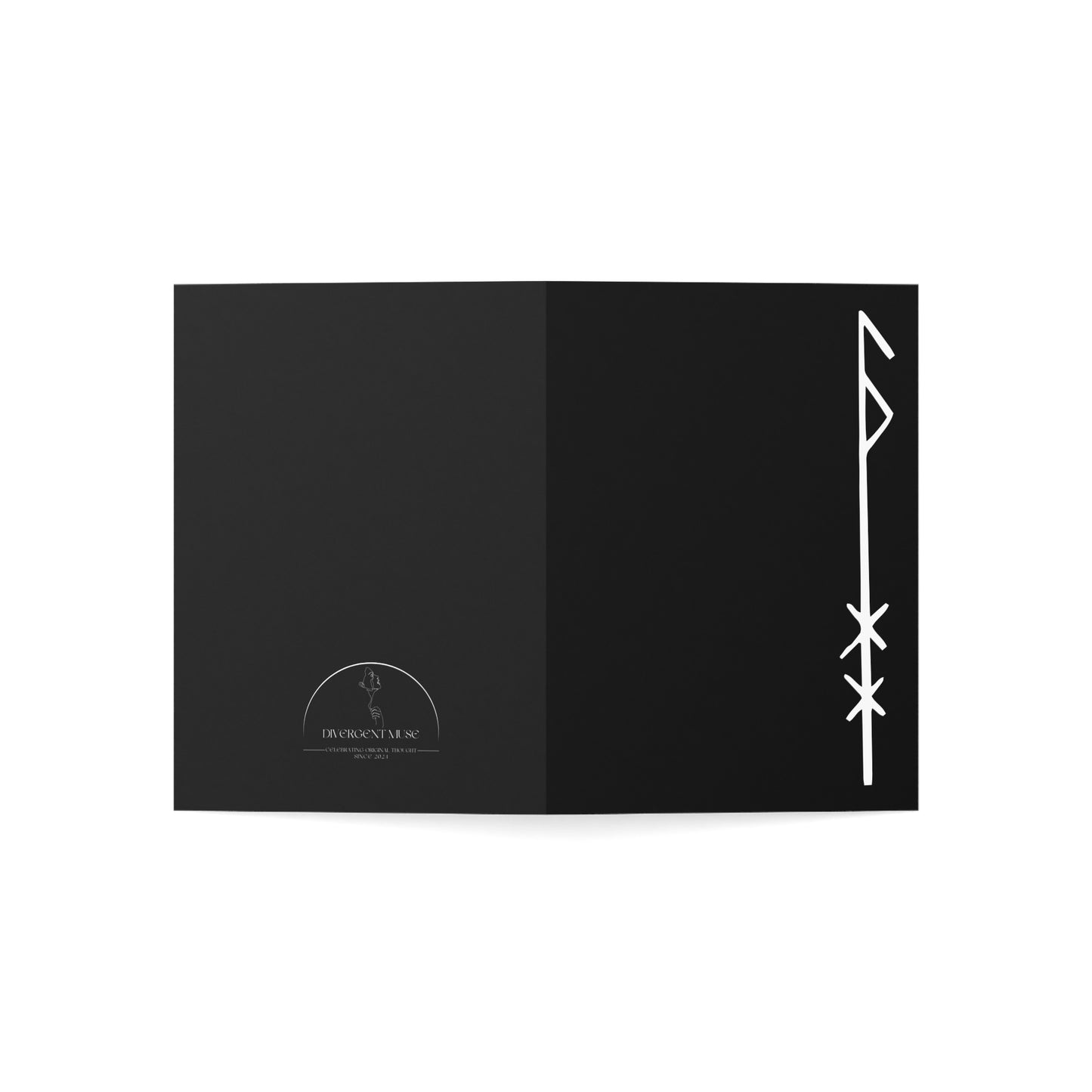 Minimal Black Greeting Card with White Rune Accent — Set of 1/10/30/50