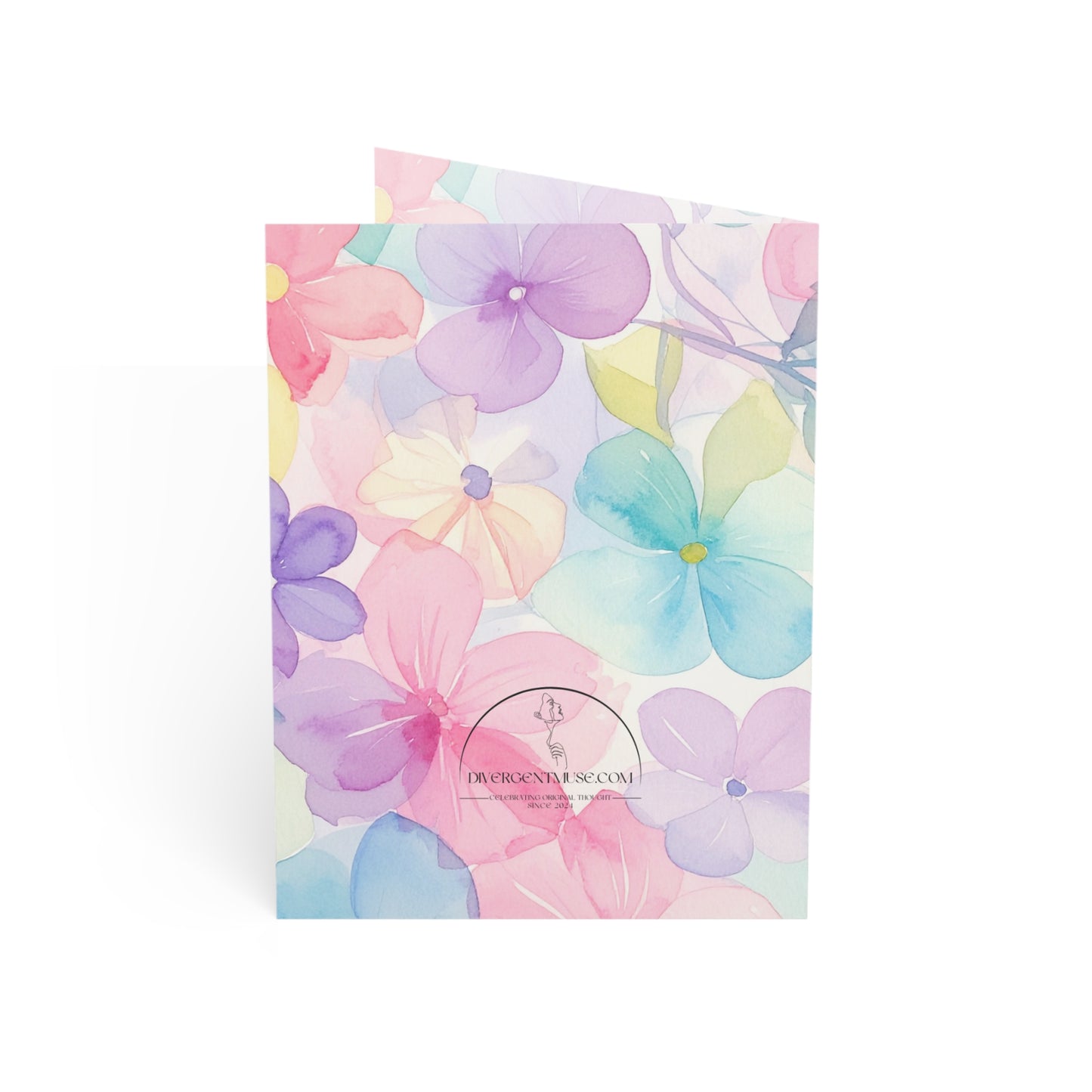 Floral Watercolor Greeting Cards — Pack of 1/10/30/50 (Pastel Flowers, "恩 on" Design)