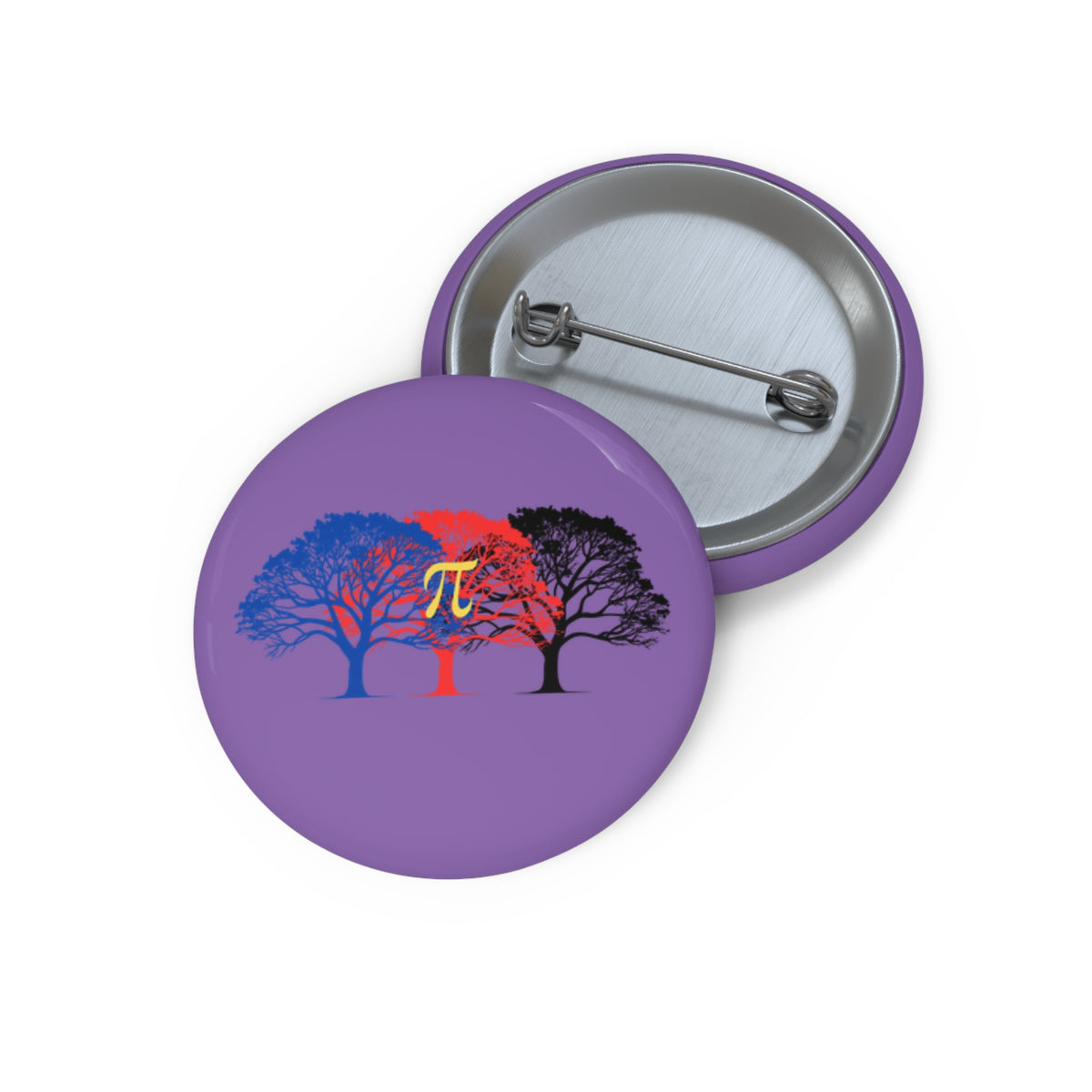 Pi Tree Pin Button — Polyamory Pride Flag Trees Enamel-Style Pin