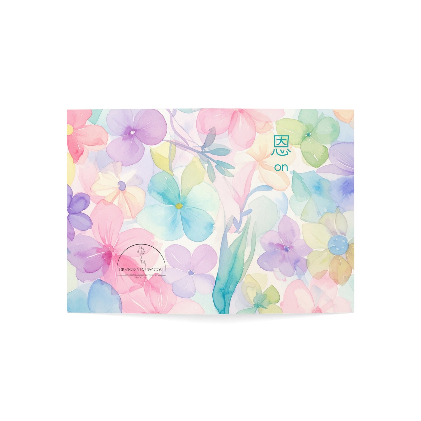 Floral Watercolor Greeting Cards — Pack of 1/10/30/50 (Pastel Flowers, "恩 on" Design)