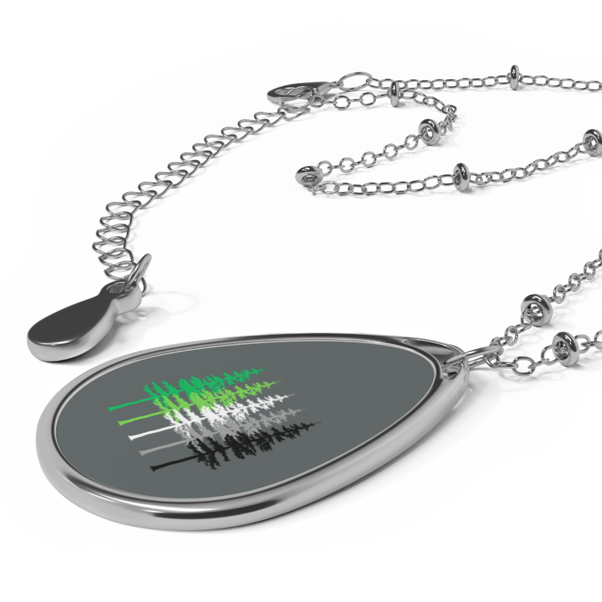Aromantic Woodland Oval Necklace — Tree Flag Pendant