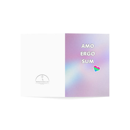 Amo Ergo Sum Greeting Cards — Pastel Polysexual Heart Love Notes (Pack of 1/10/30/50)