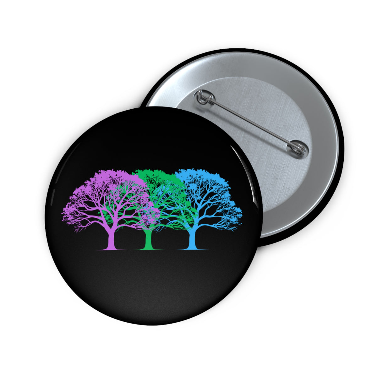 Polysexual Pride Tree Pin Button — Rainbow Tree Trio Lapel Pin
