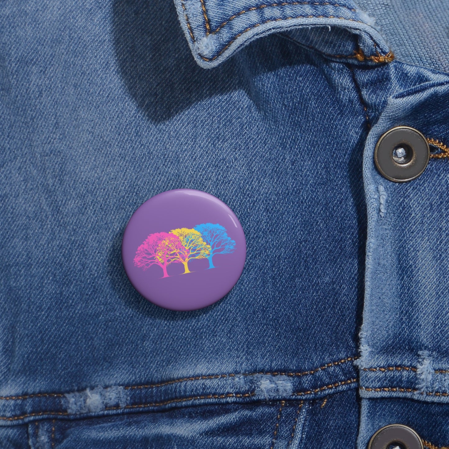 Pansexual Pride Tree Pin Button — Rainbow Trio Lapel Pin for Jackets & Bags