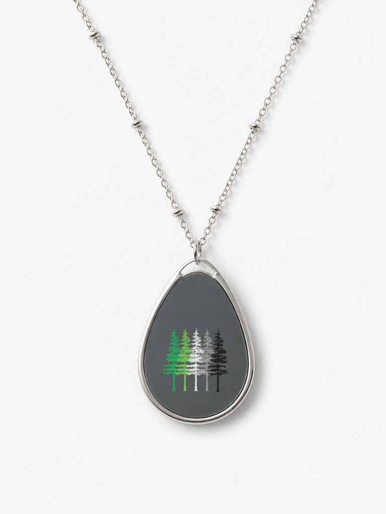 Aromantic Woodland Oval Necklace — Tree Flag Pendant