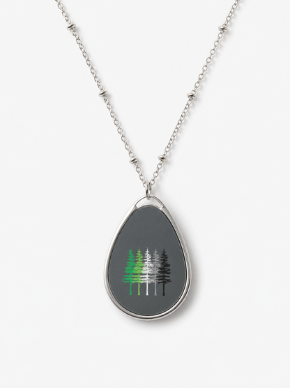 Aromantic Woodland Oval Necklace — Tree Flag Pendant