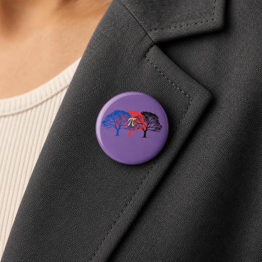 Pi Tree Pin Button — Polyamory Pride Flag Trees Enamel-Style Pin