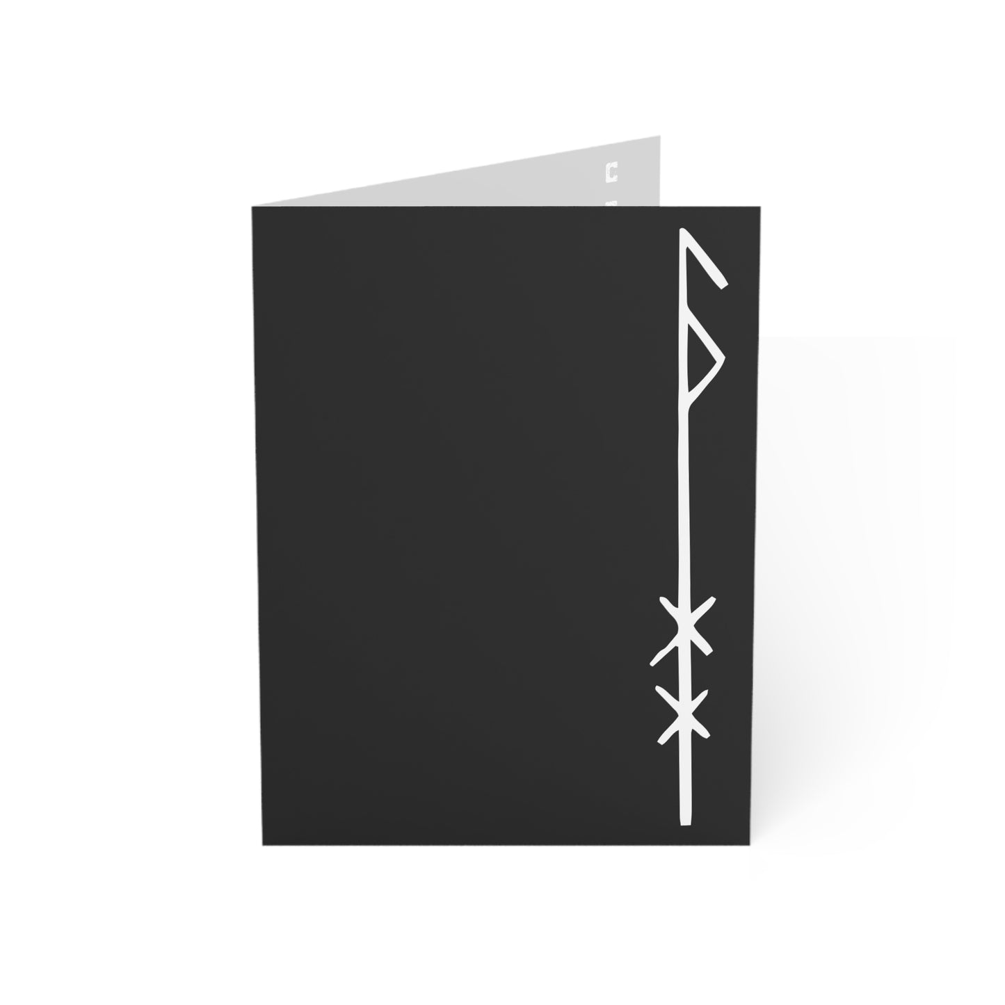 Minimal Black Greeting Card with White Rune Accent — Set of 1/10/30/50