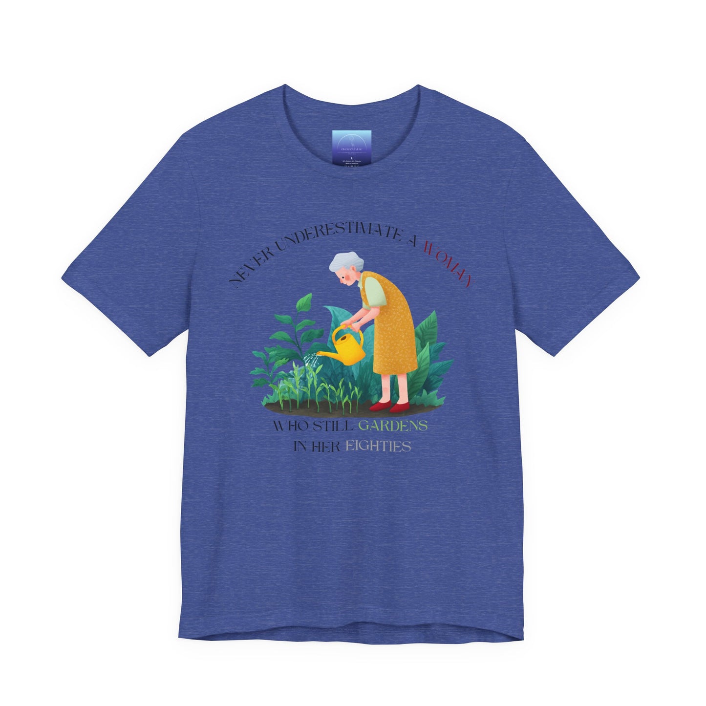 Octogenarian Gardener Tee — "Gardens in her Eighties" Plant Lover Shirt