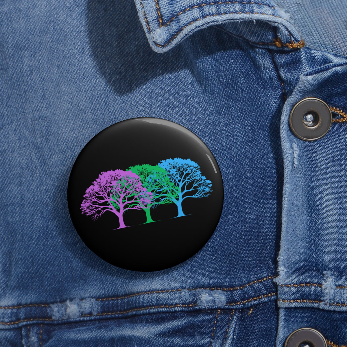 Polysexual Pride Tree Pin Button — Rainbow Tree Trio Lapel Pin