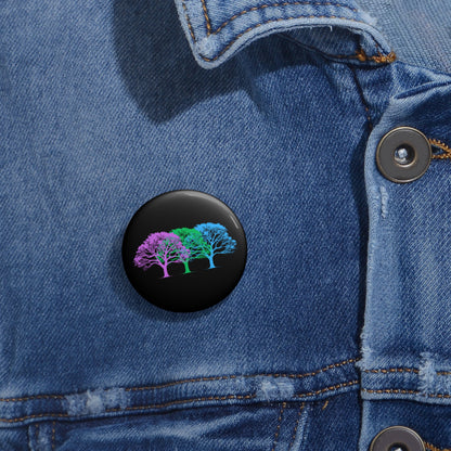 Polysexual Pride Tree Pin Button — Rainbow Tree Trio Lapel Pin
