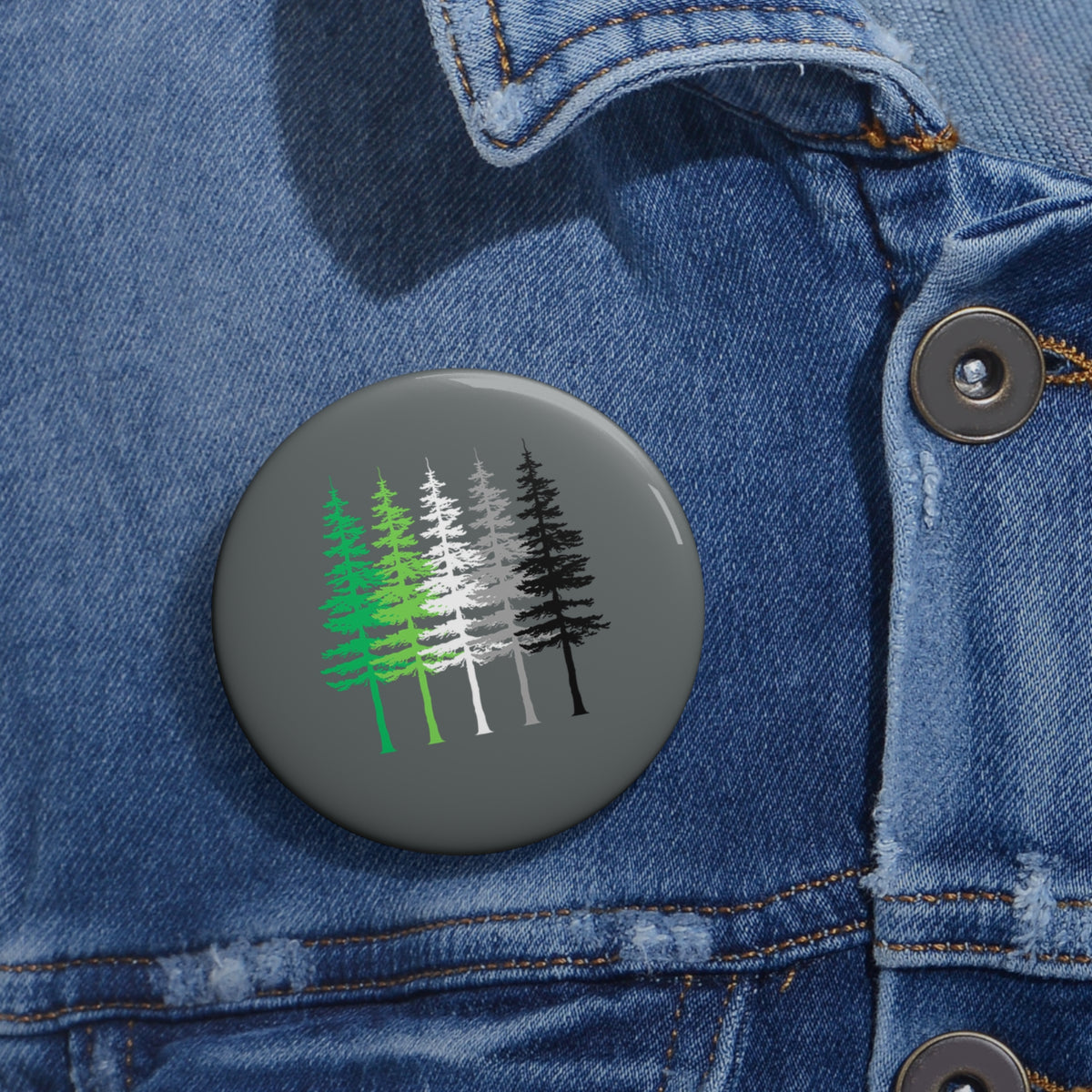 Aromantic Forest Gradient Pin Button — Tree Line Pride Lapel Pin
