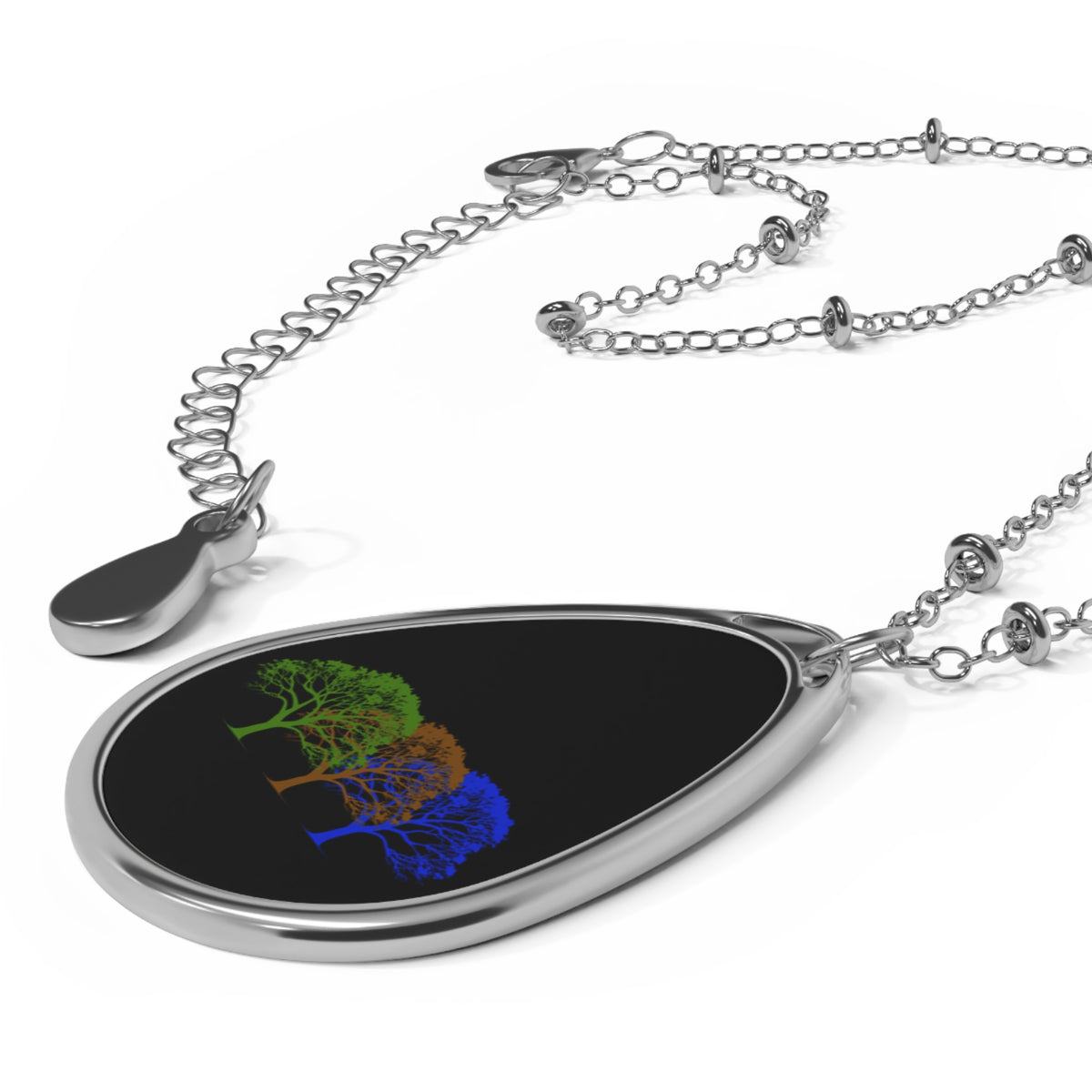 Sapiosexual Pride Tree Oval Necklace — Four-Season Teardrop Pendant