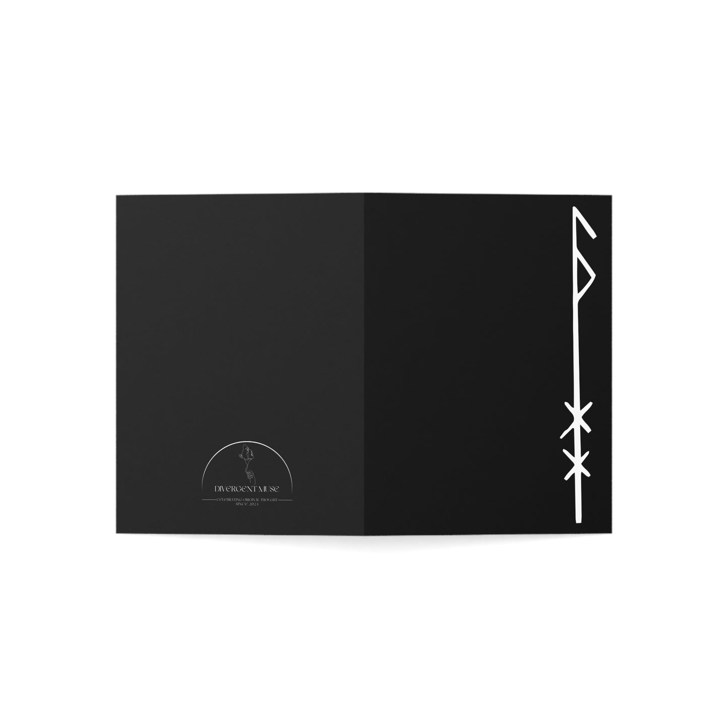 Minimal Black Greeting Card with White Rune Accent — Set of 1/10/30/50