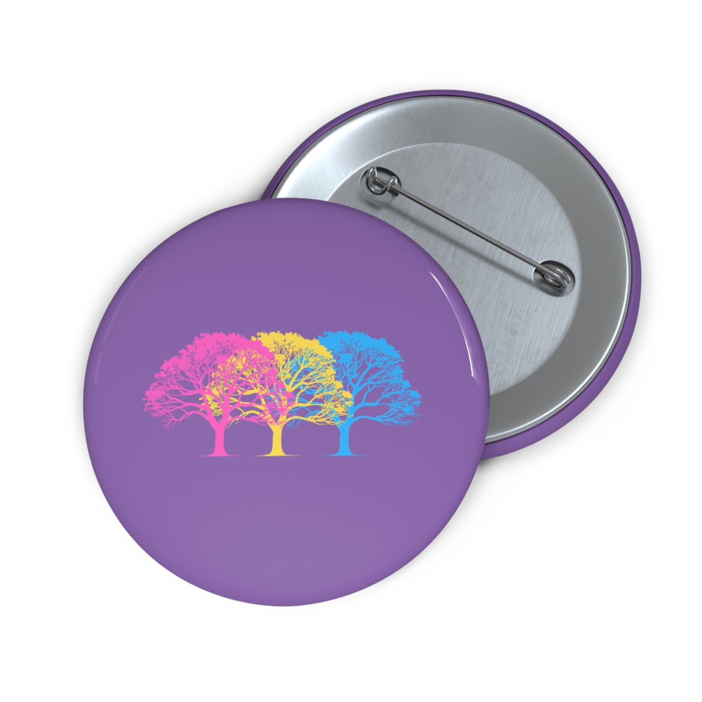 Pansexual Pride Tree Pin Button — Rainbow Trio Lapel Pin for Jackets & Bags