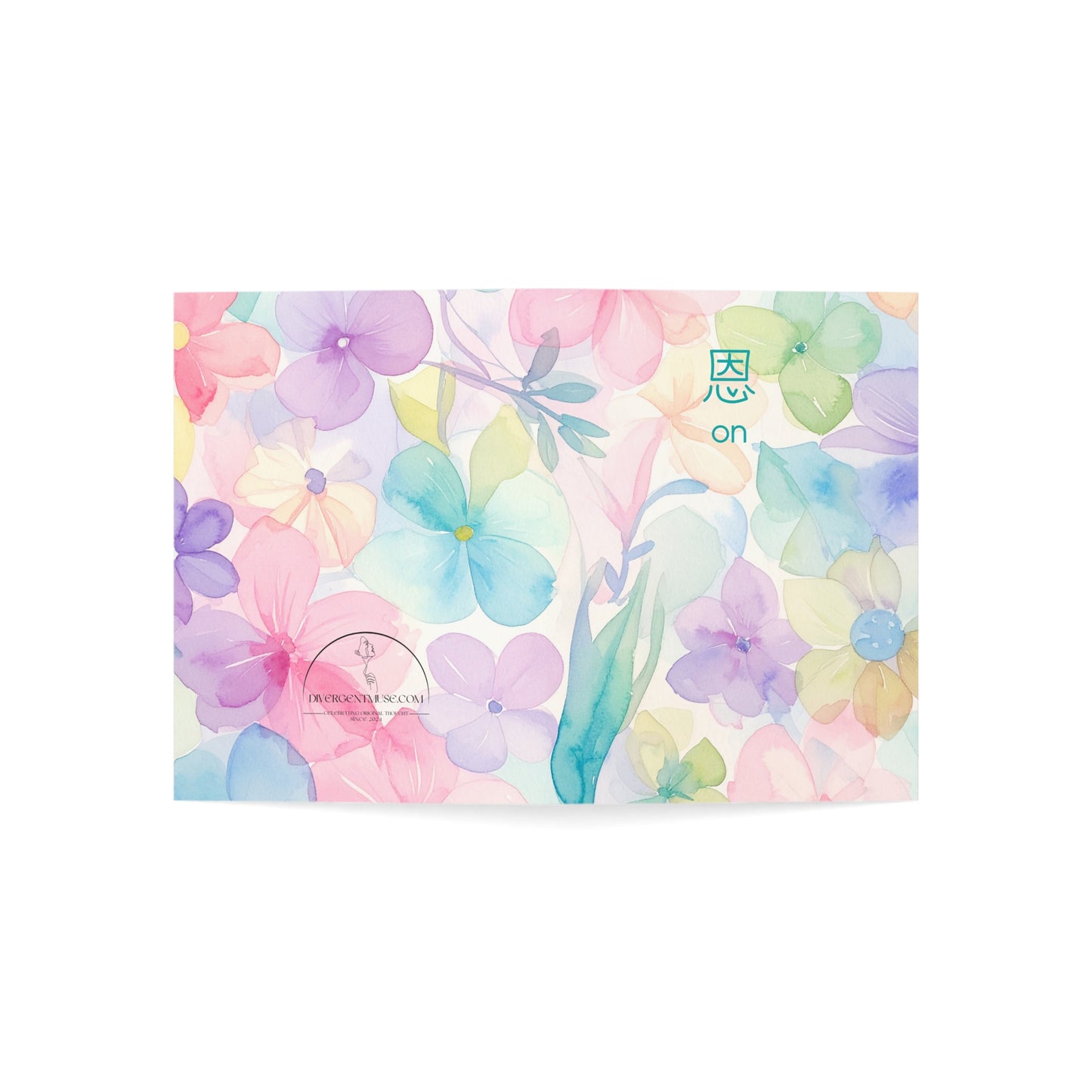 Floral Watercolor Greeting Cards — Pack of 1/10/30/50 (Pastel Flowers, "恩 on" Design)