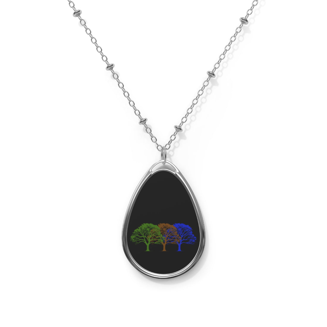 Sapiosexual Pride Tree Oval Necklace — Four-Season Teardrop Pendant