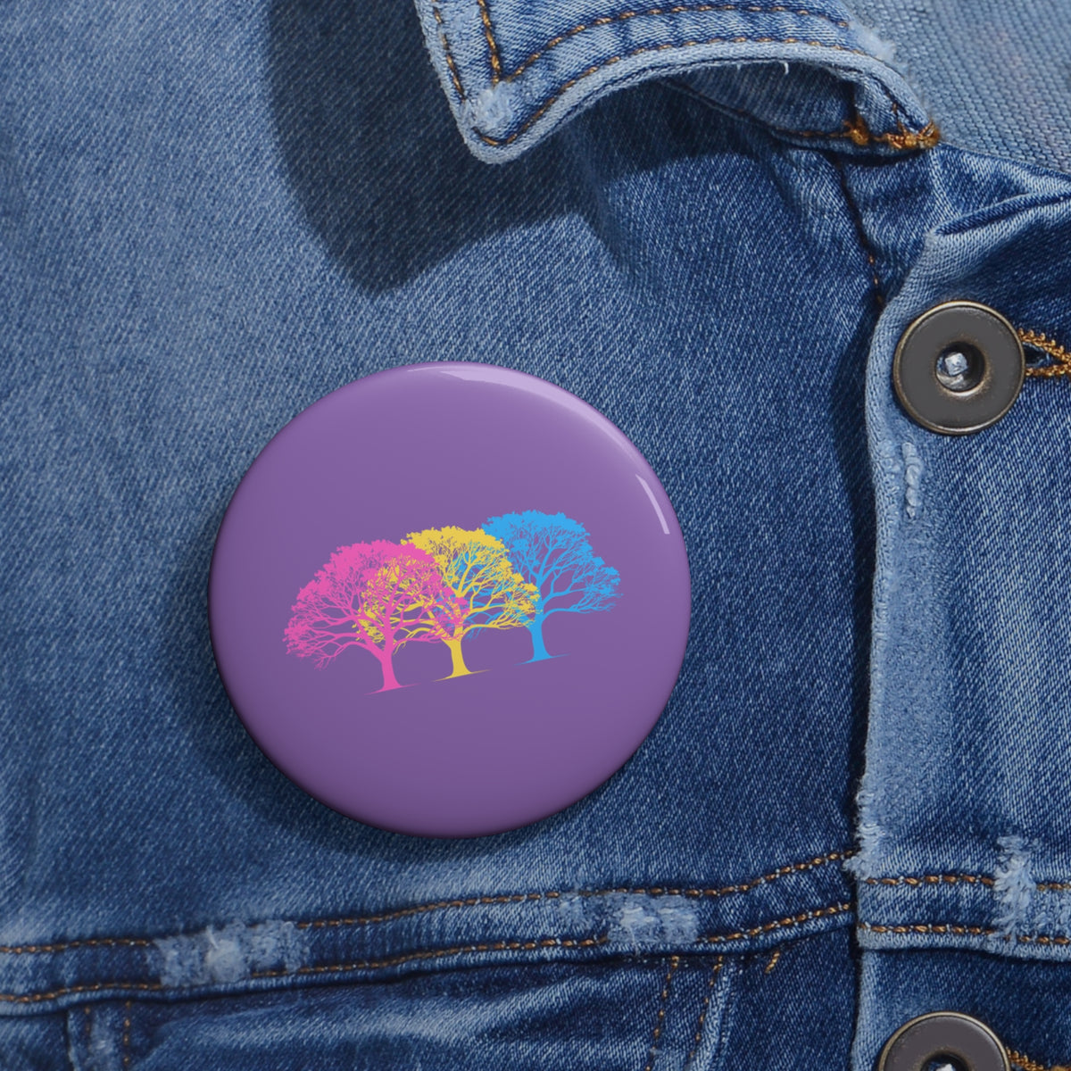 Tree Pin Button Pansexual Pride Tree Pin Button — Rainbow Trio
